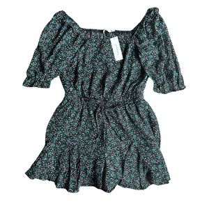 Francesca’s Josie Ditzy Mixed Floral Godet Romper Size XS NWT